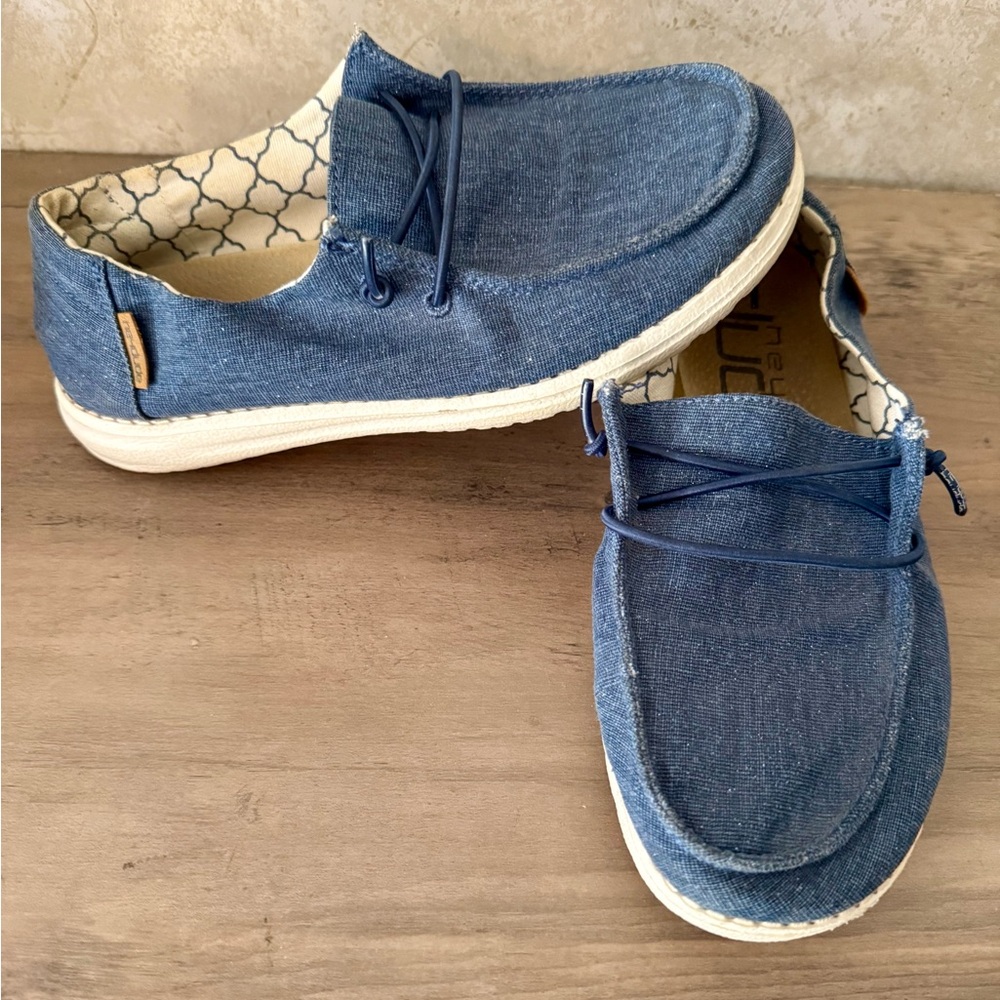 Hey Dude Blue Denim Women's Boat Shoes